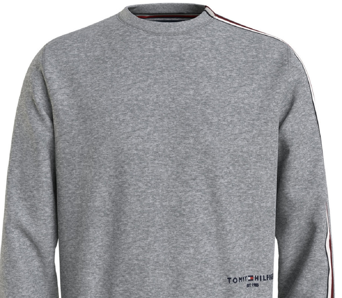 Tommy Hilfiger Men's New Global Stripe Crewneck Sweatshirt Gray Size Medium