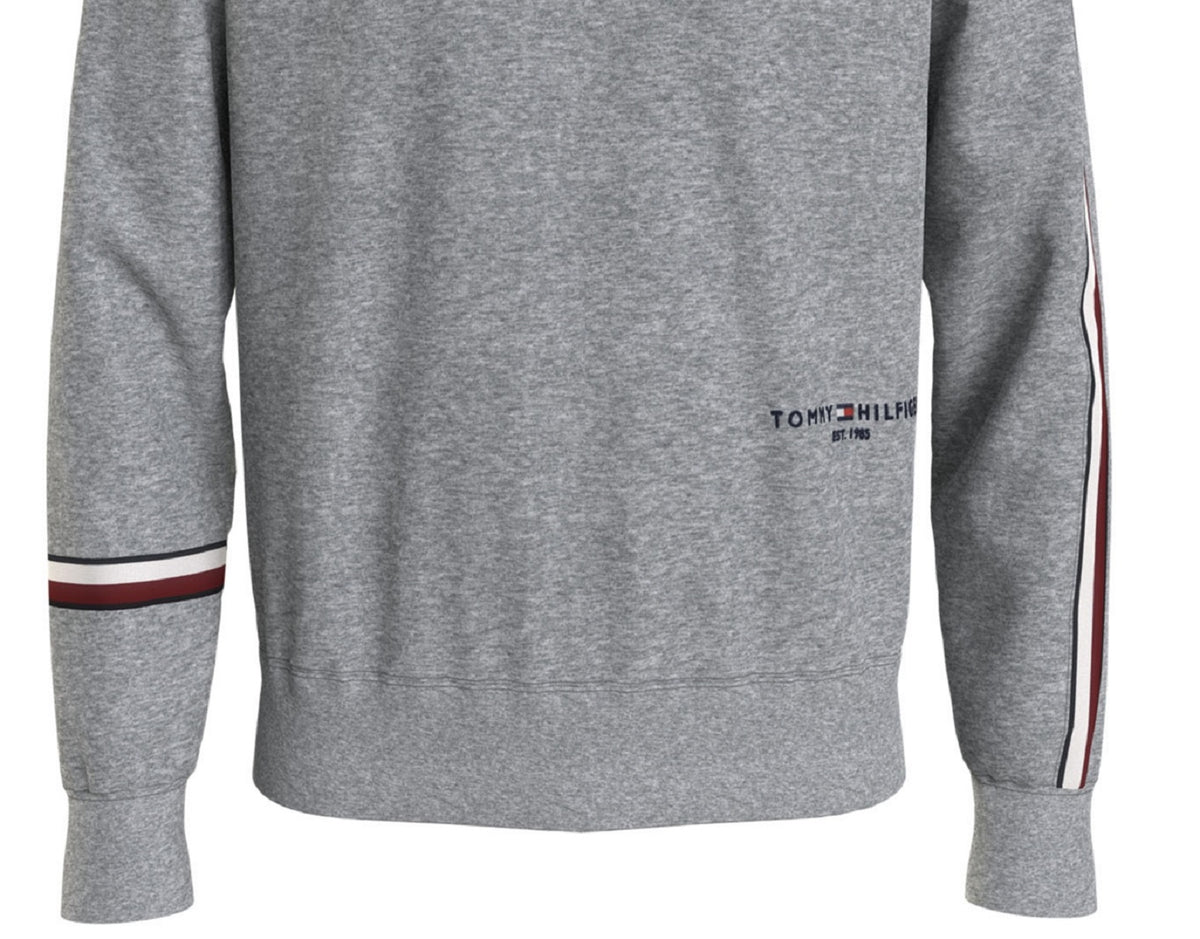 Tommy Hilfiger Men's New Global Stripe Crewneck Sweatshirt Gray Size Medium