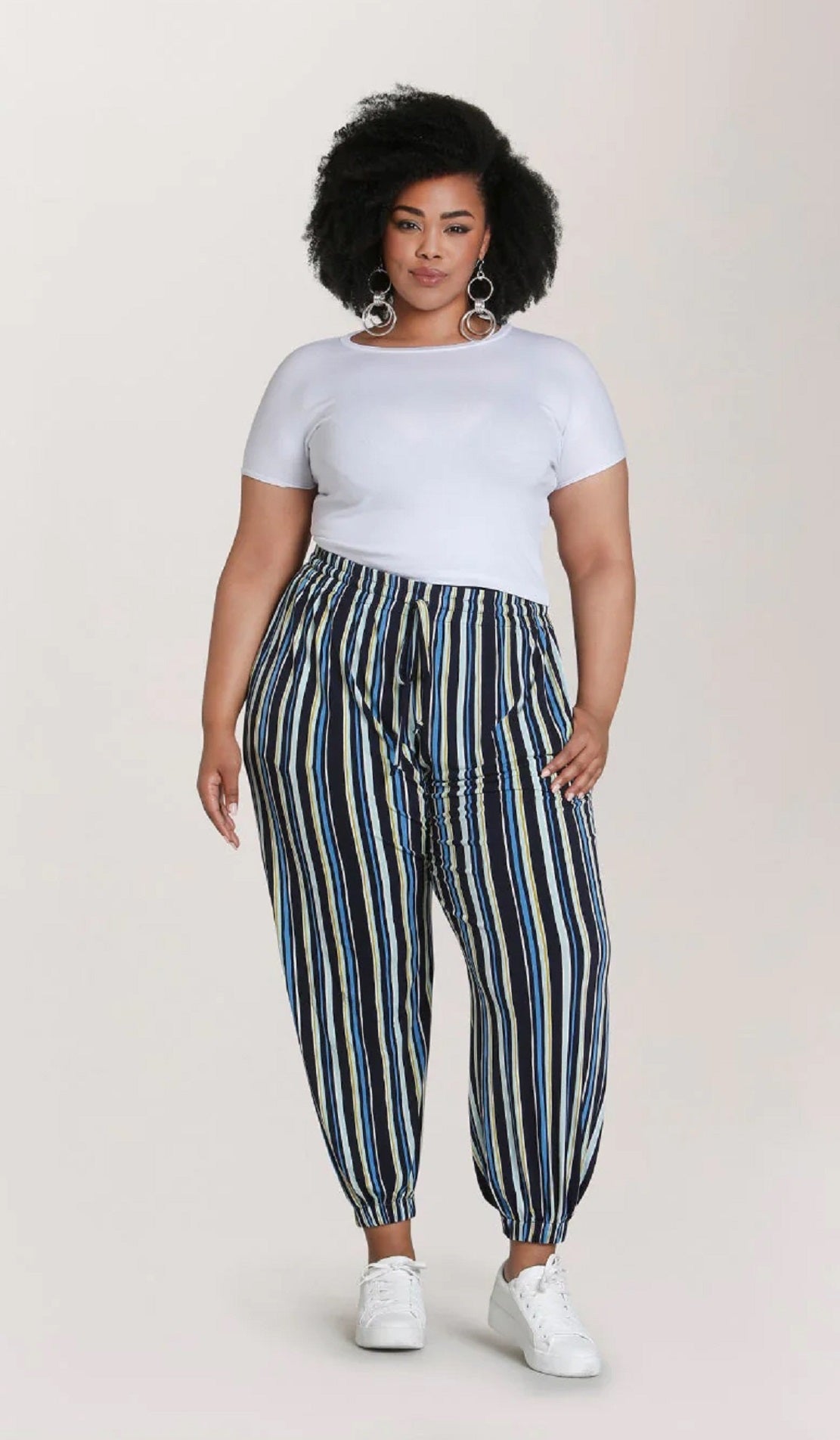 Leota Women's Poolside Stripe Tuxedo Jogger Pants Blue Size 3L