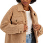 Coffeeshop Junior's Fleece Shirt Jacket Brown Size Small