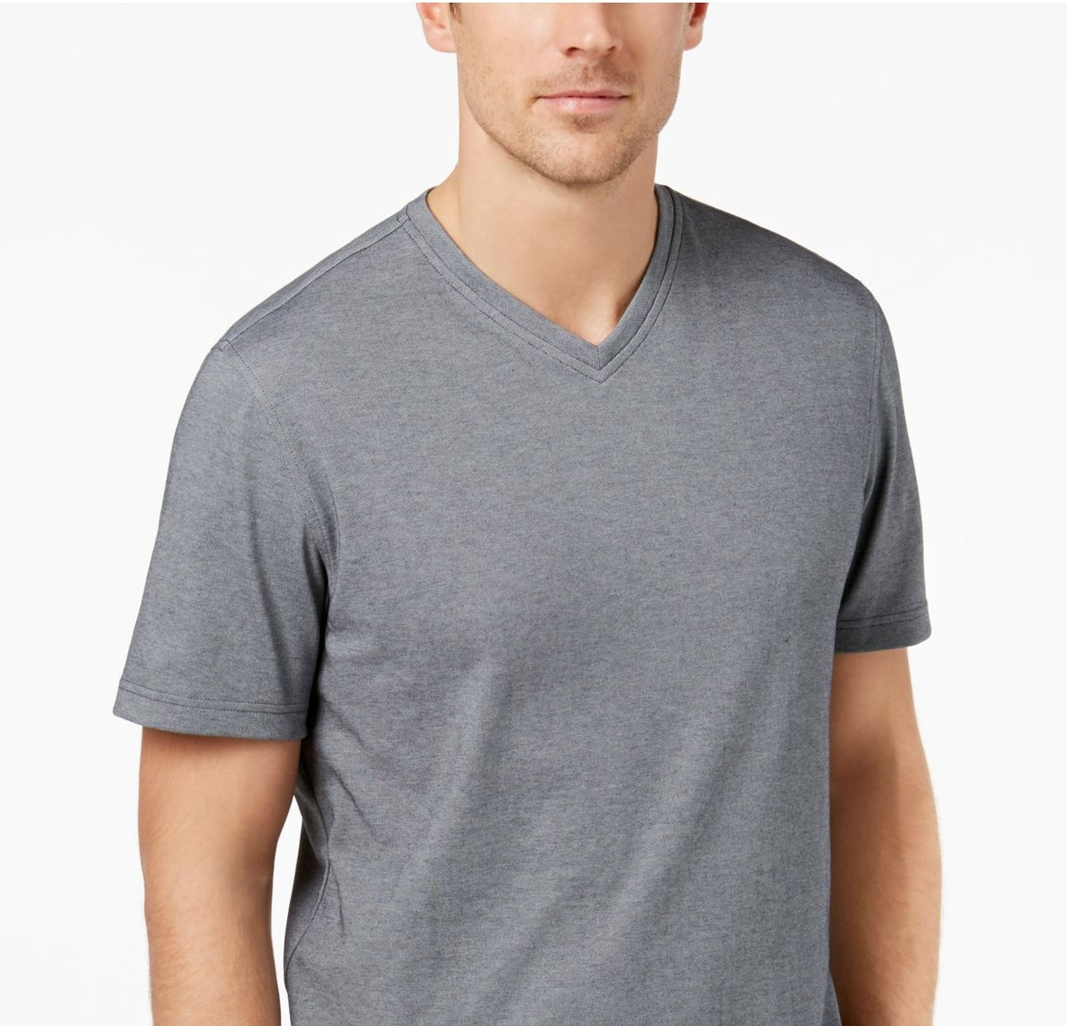 Tasso Elba Men's T-Shirt V Neck Short Sleeve Tee Gray Size Medium