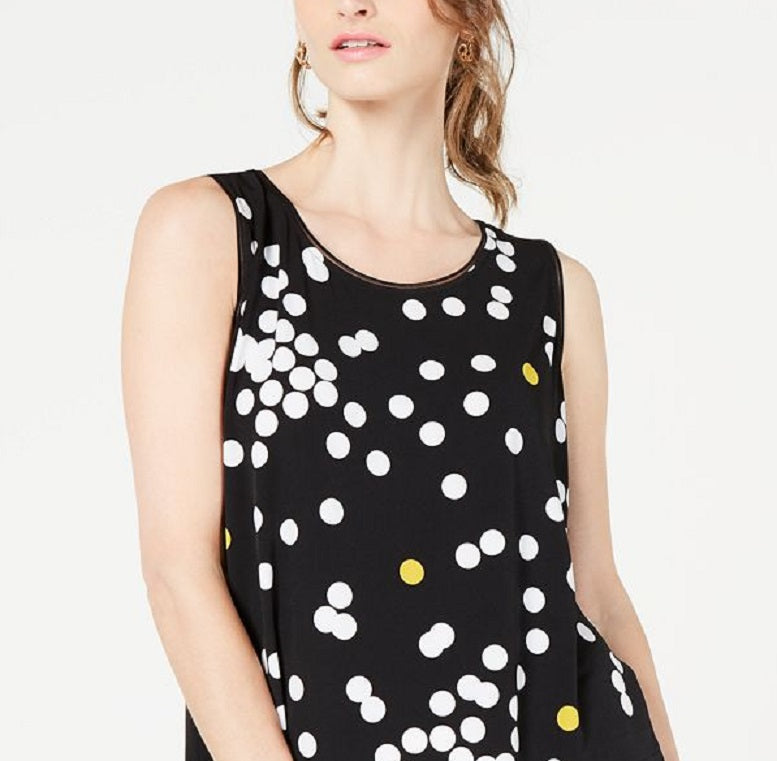 Alfani Women's Printed Woven Hem Sleeveless Top Black Size Petite