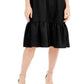 INC International Concepts Women's Linen Blend Twist Front MIDI Dress Black Size Medium