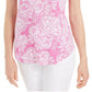 JM Collection Women's Printed Cold Shoulder Scoop Neck Top Pink Size X-Large