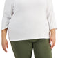 Karen Scott Women's Cotton Scoop Neck Top White Size 3X