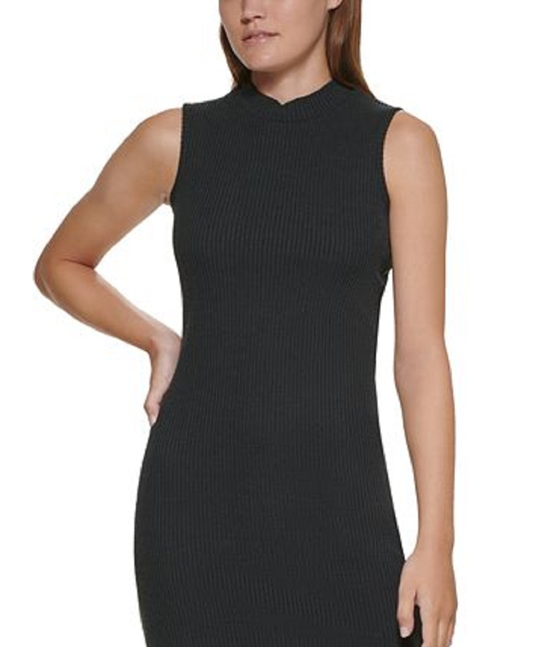 DKNY Women's Sleeveless Mock Neck Dress Black Size Medium
