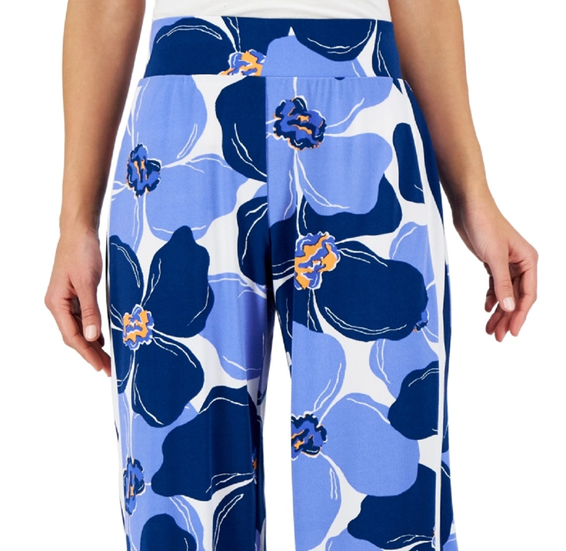 JM Collection Women's Floral Print Lounge Pants Blue Size X-Large