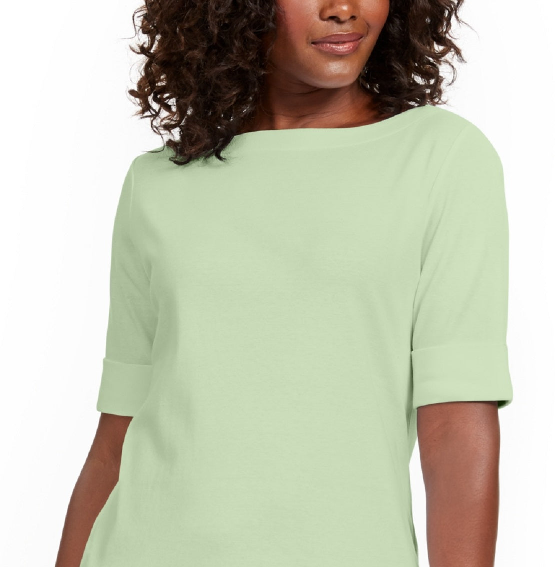 Karen Scott Women's Cotton Boat Neck Top Green Size X-Large