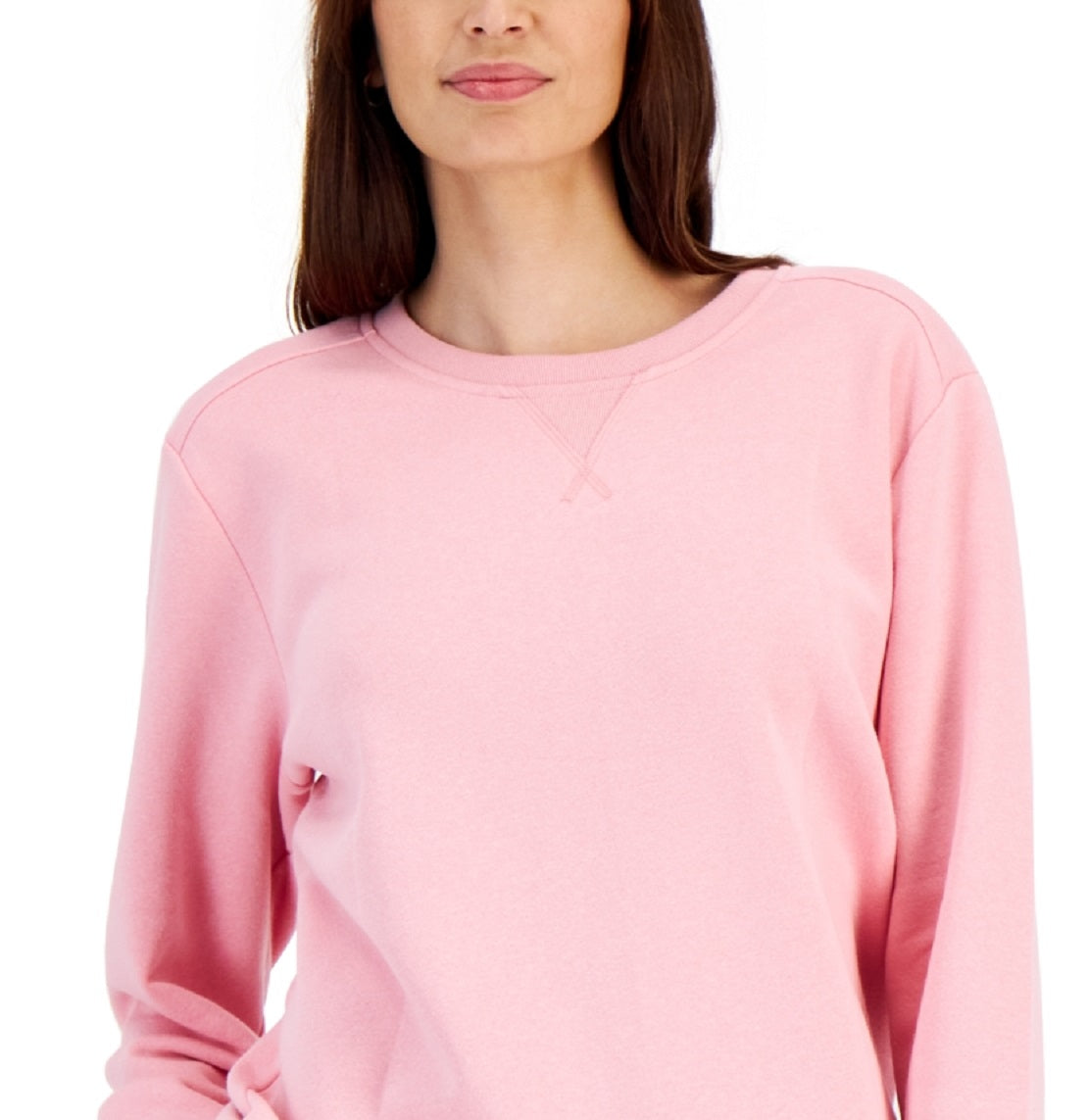 Karen Scott Women's Crew Neck Fleece Sweatshirt Pink Size Medium