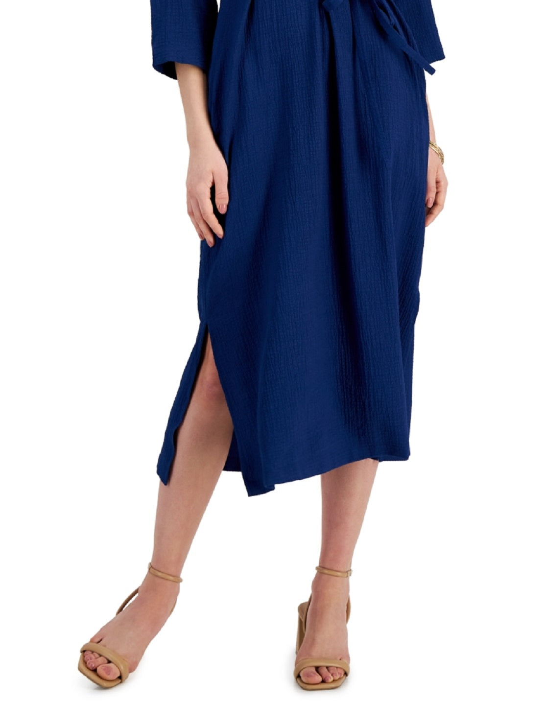 Alfani Women's Crinkled Midi Dress Blue Size X-Large