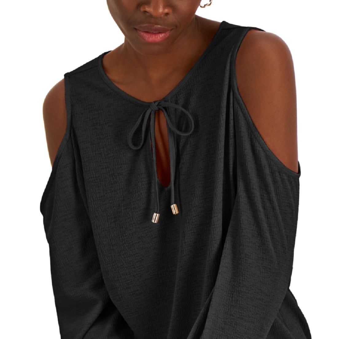INC International Concepts Women's Cold Shoulder Knit Top Black Size Small
