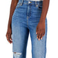 INC International Concepts Women's High Rise Distressed Straight Leg Jeans Blue Size 0