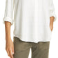 Rails Women's Eloise Metallic Windowpane Plaid Long Sleeve Peasant Blouse White Size X-Small