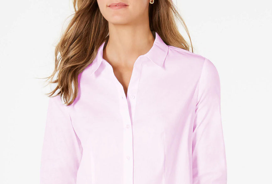 Charter Club Women's Classic Button-Front Shirt Pink Size 18