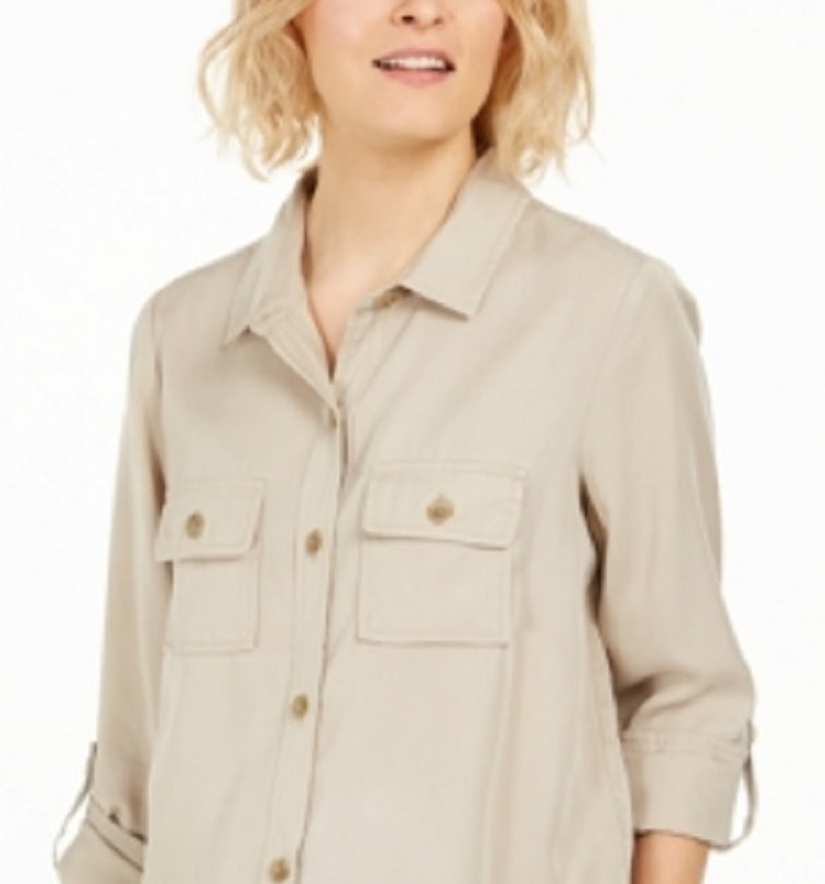 Charter Club Women's Utility Shirt Sedona Brown Size Medium