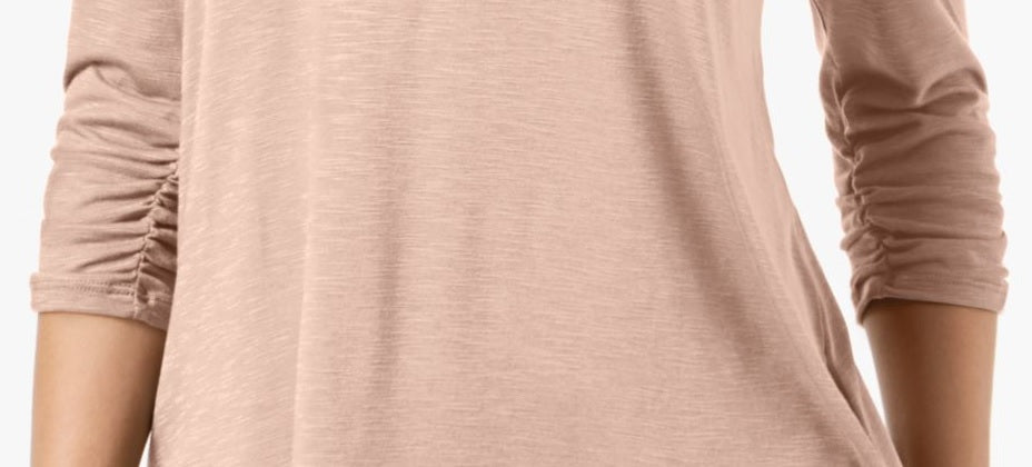 Style & Co Women's 3/4 Sleeve Scoop Neck Top Pink Size X-Small