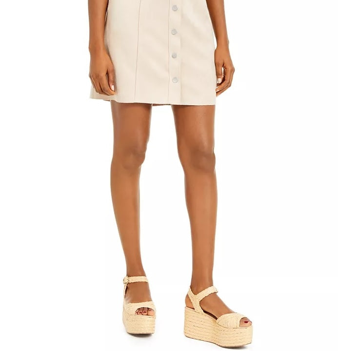 Bar III Women's Faux-Suede Button-Front Mini Skirt Beigekhaki Size 0