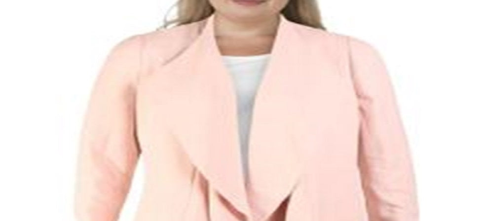 Anne Klein Women's Drapey Open Front Jacket Pink Size 16