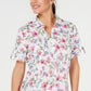 Karen Scott Women's Iris Bliss Textured Cotton Shirt  White Size Petite S