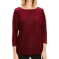 Charter Club Women's Flocked Boat-Neck Top  Red Size PXL