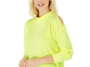 Ideology Women's Cold Shoulder Vented Top Yellow  Size Medium