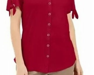Karen Scott Women's Tie Sleeve Top Red Size Small