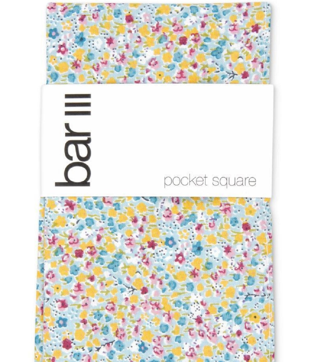 Bar III Men's Stella Cotton Floral Pocket Square Yellow Size Regular