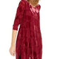 Alfani Women's Maroon Slitted Floral Dolman Sleeve Crew Neck Evening Blouse Wine Size XX-Large