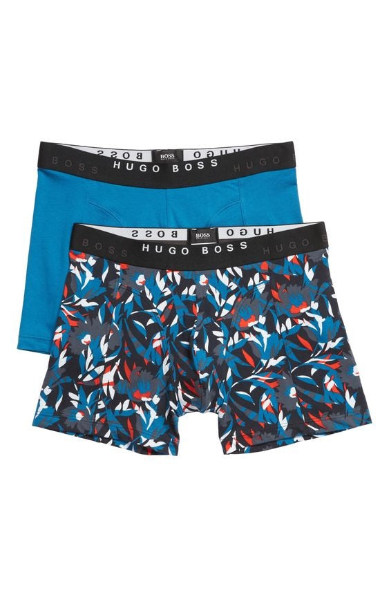 Boss Men's 2-Pack Cotton Boxer Briefs Blue Size Small