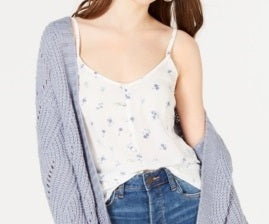 Hippie Rose Women's Printed Button Trim Top White Size Medium