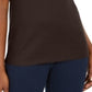 Karen Scott Women's Triple Ring Cutout Top Brown  Size Large