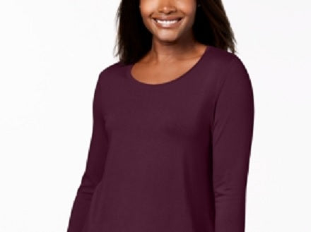 JM Collection Women's Scoop Neck Top Wine Size X-Large