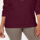 Karen Scott Women's Lace Up Long Sleeve Scoop Neck Top Red Size X-Small