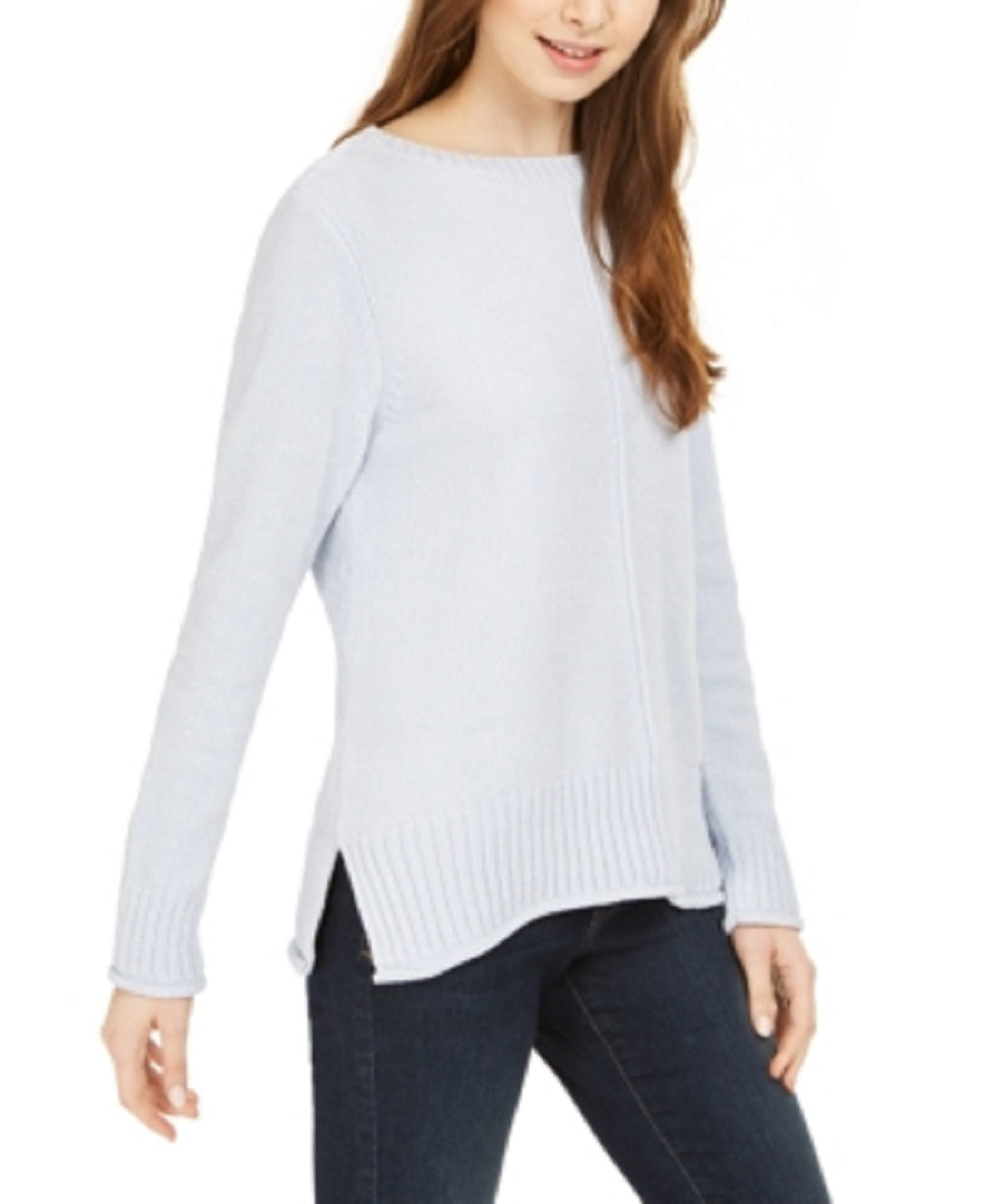 Style & Co. Women's Textured Heather Long Sleeve Crew Neck Blouse Sweater Size Blue Size Medium
