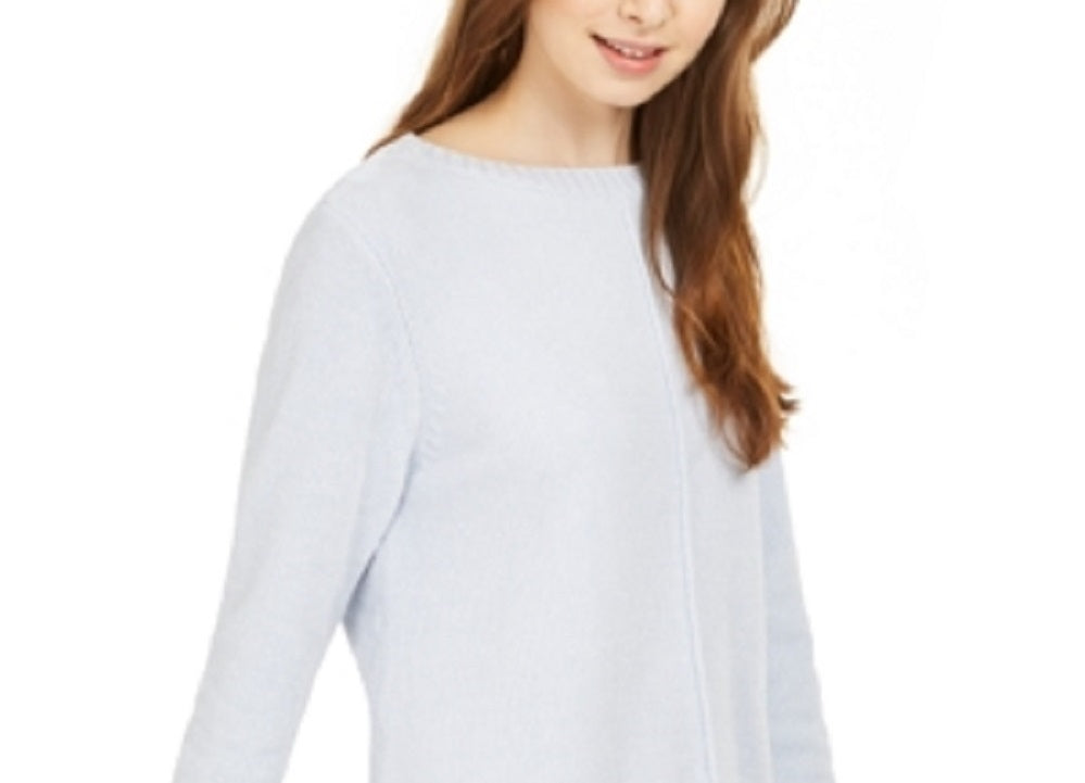 Style & Co. Women's Textured Heather Long Sleeve Crew Neck Blouse Sweater Size Blue Size Medium