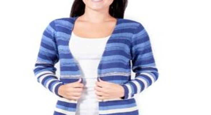 NY Collection Women's Striped Duster Cardigan Blue Size -Petite XS