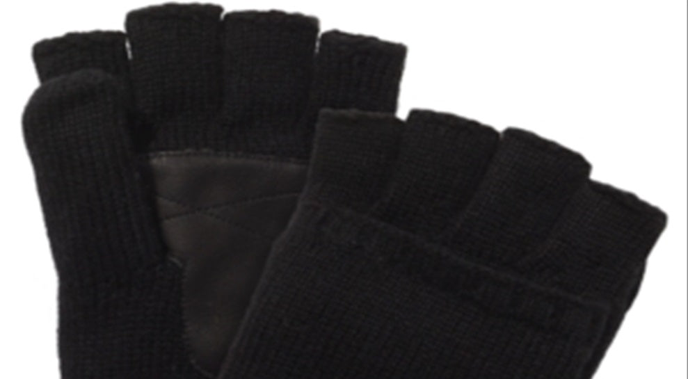 UGG Men's Knit Flip Mitten Leather Black Size Regular