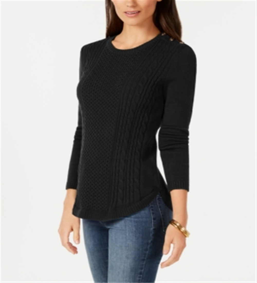 Charter Club Women's Cable Knit Sweater Black Size XX-Large