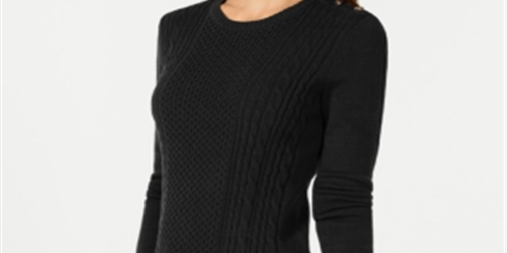Charter Club Women's Cable Knit Sweater Black Size XX-Large