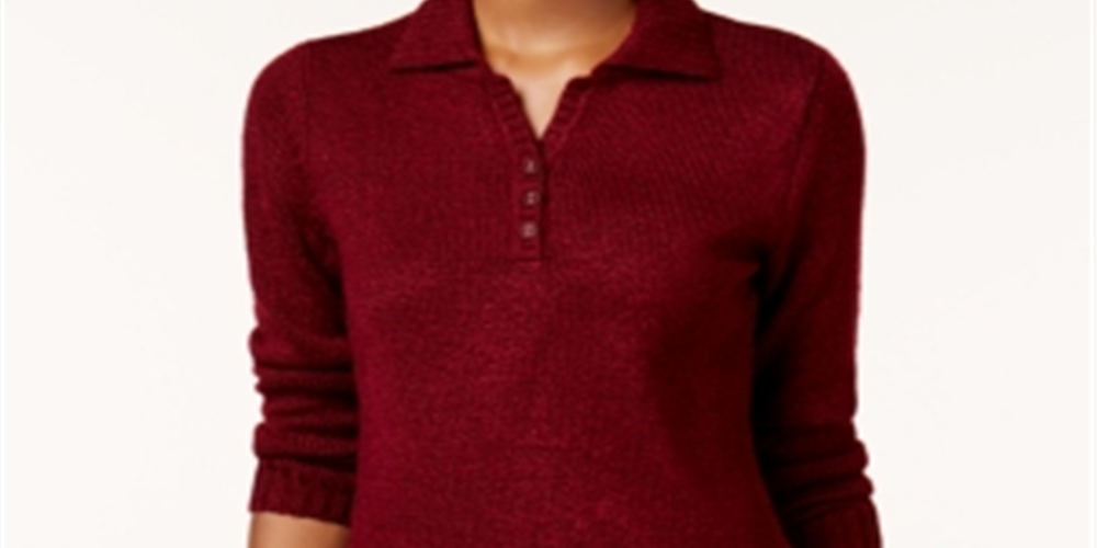 Karen Scott Women's Collared Sweater Red Size Medium
