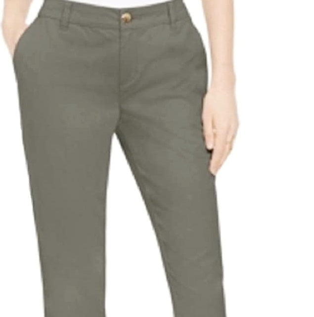 Style & Co Women's Cotton Bootcut Chino Pants Green Size 10