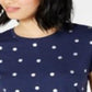 Maison Jules Women's Metallic Polka Dot T-Shirt Blue Size Medium