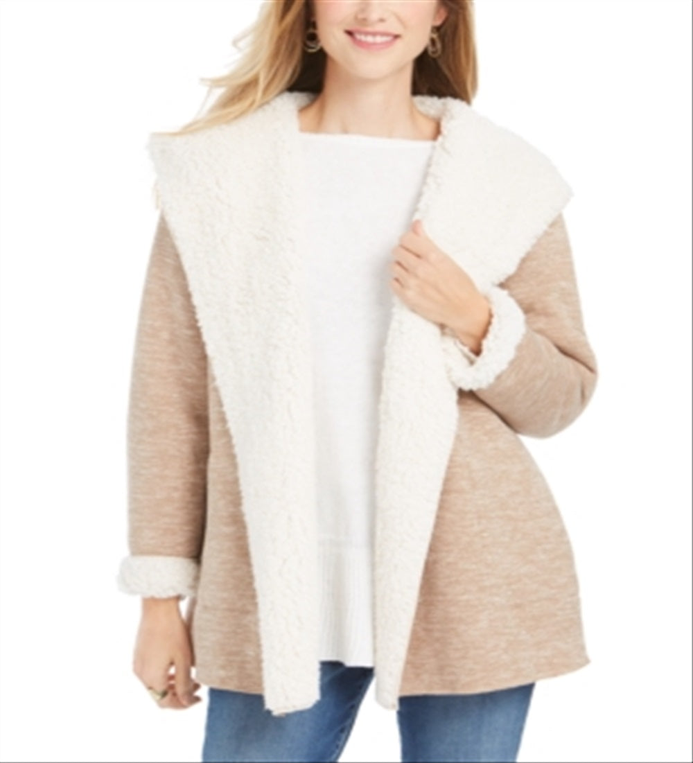 Style & Co Women's Sherpa Cardigan Brown Size PP