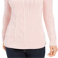 Charter Club Women's Patchwork Stitch Asymmetrical Collar Sweater Pink Size X-Small