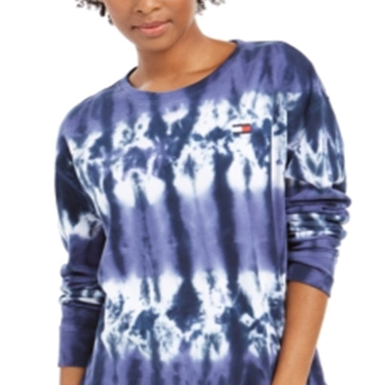 Tommy Hilfiger Women's French Terry Tie-Dye Sweatshirt Blue Size S