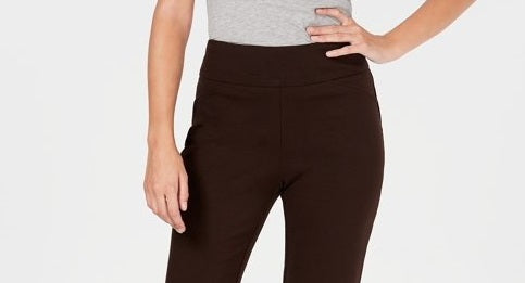 Charter Club Women's Pull on Ponte Knit Pants Brown Size 14 Petite