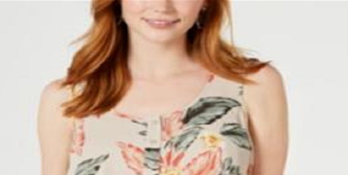 Style & Co Women's Printed Sleeveless High Low Swing Top Brown Floral Size PP