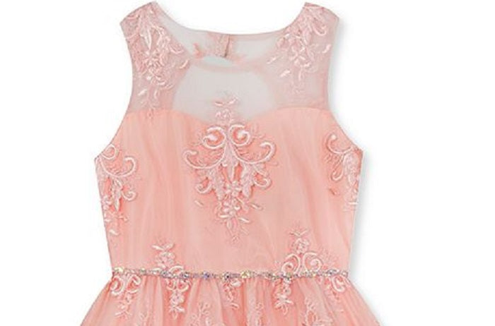Rare Editions Big Girl's Lace Illusion Dress Pink Size 12