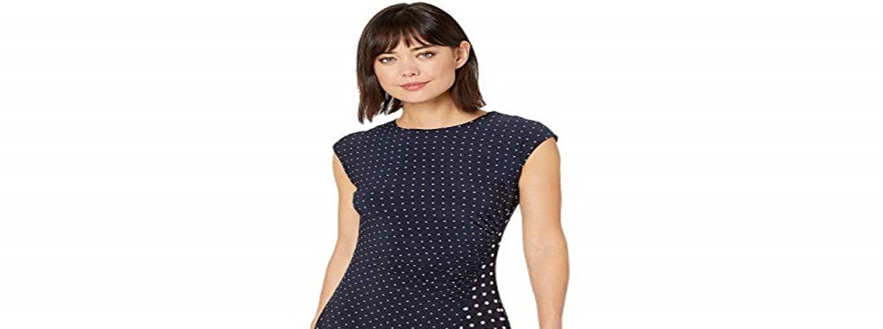 Ralph Lauren Women's Polka Dot Stretch Jersey Dress Blue Size X-Large