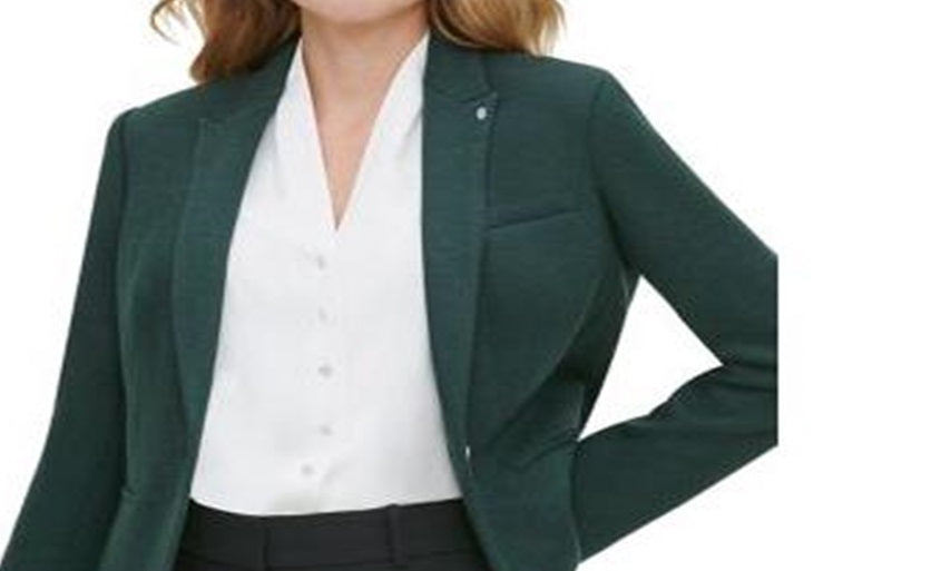 Tommy Hilfiger Women's French Terry 1 Button Blazer Green Size 10